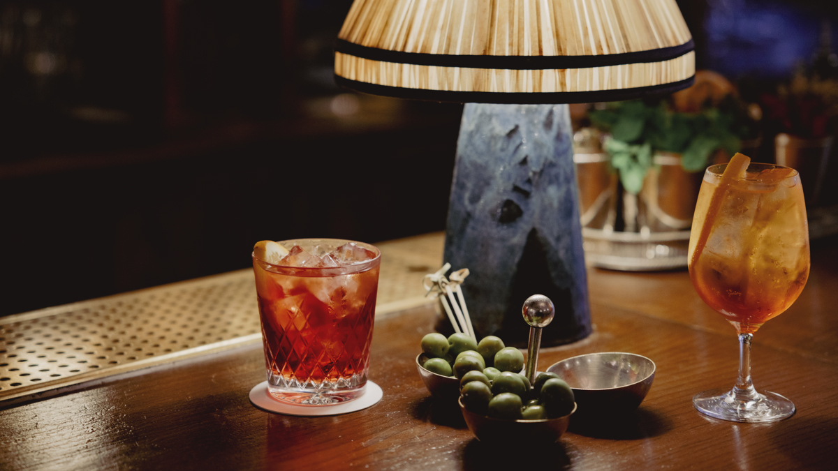 A bar with drinks on it