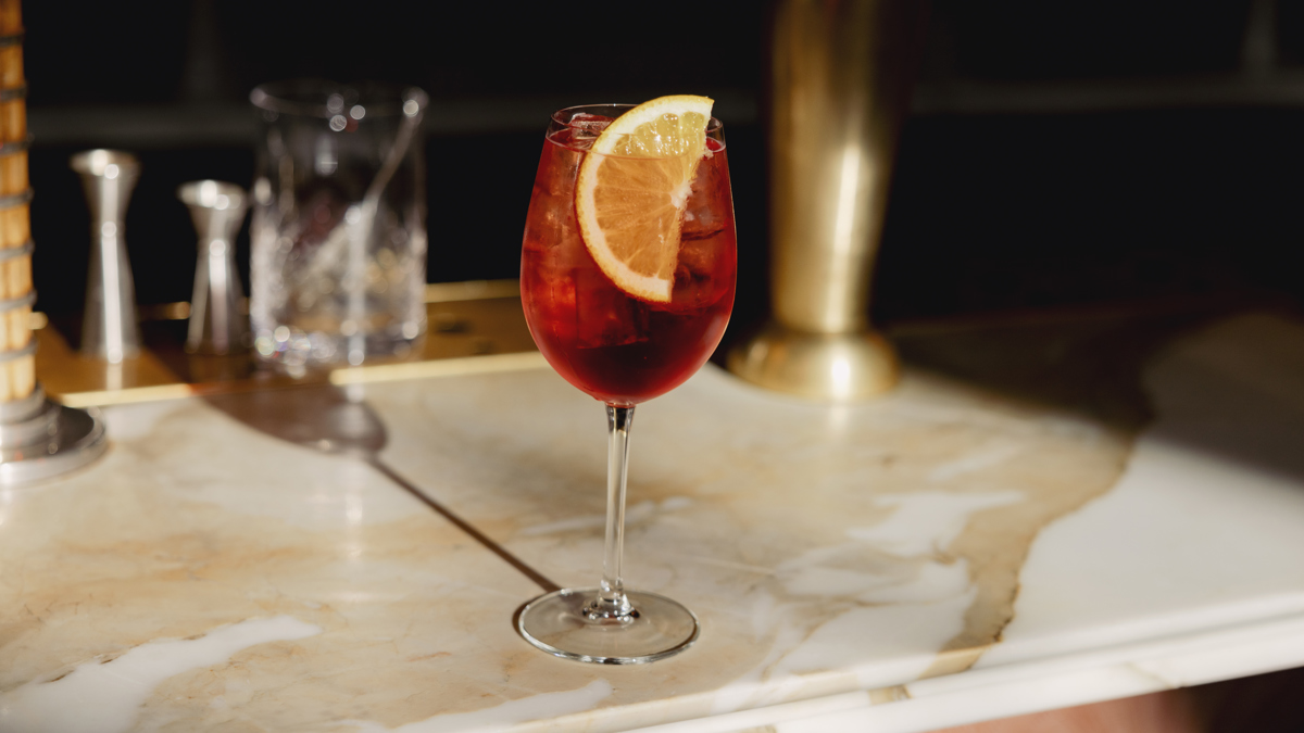 A bar with drinks on it